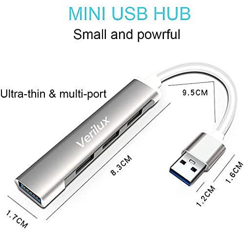 Verilux® USB Hub 3.0 for PC Multiport Adapter with 4 Ports High Speed for Laptop Aluminium Extender MacBook Pro Mini iMac 2PCS Verilux® USB Hub 3.0 for PC Multiport Adapter with 4 Ports High Speed for Laptop Aluminium Extender MacBook Pro Mini iMac 2PCS